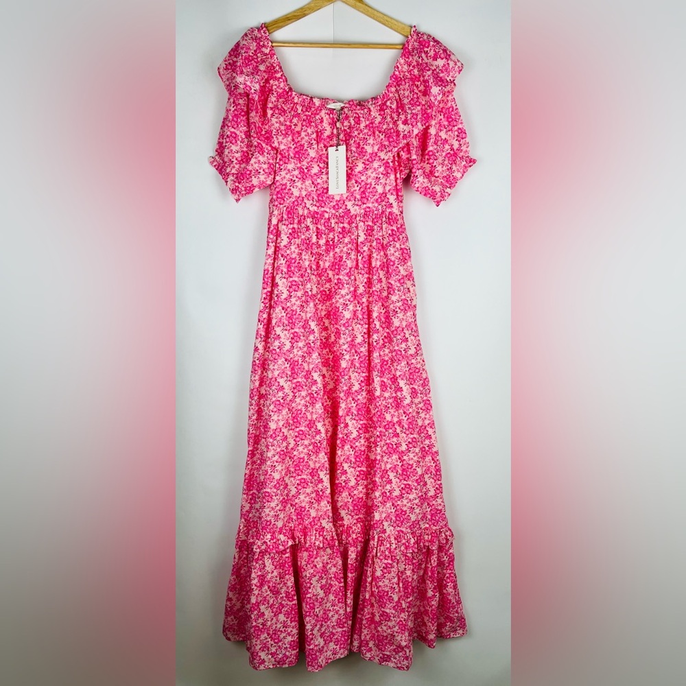 NWT LoveShackFancy Tara Maxi Dress Pink Berry Fields - Picture 7 of 13